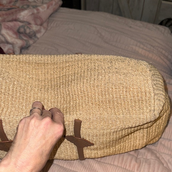 Chic Tan Woven Tote with Brown Accents - Picture 10 of 11